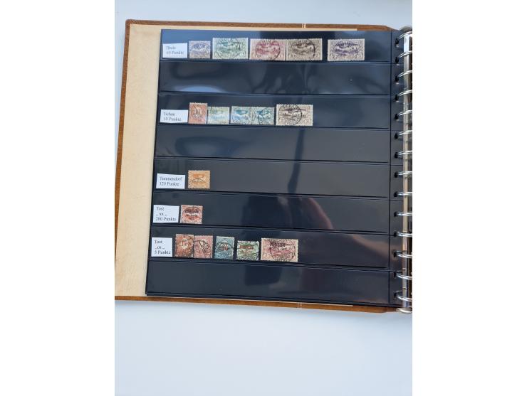 1920/22, interessante Stempel-Sammlung auf hunderten losen Marken und Briefstücken, sauber von Alberun bis Zyrowa sortiert, d