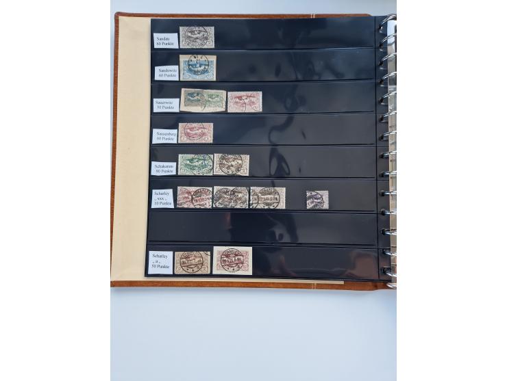 1920/22, interessante Stempel-Sammlung auf hunderten losen Marken und Briefstücken, sauber von Alberun bis Zyrowa sortiert, d