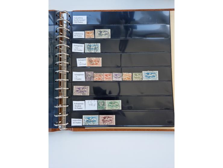 1920/22, interessante Stempel-Sammlung auf hunderten losen Marken und Briefstücken, sauber von Alberun bis Zyrowa sortiert, d