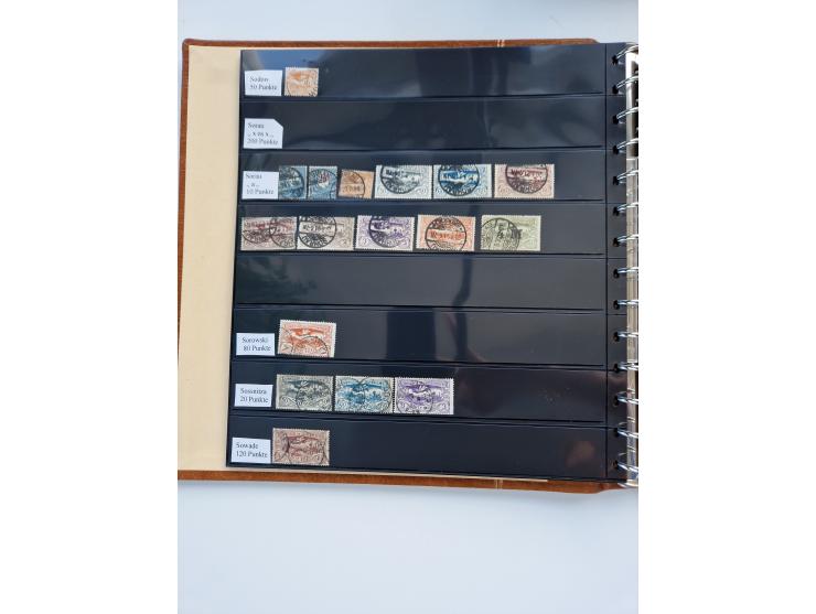 1920/22, interessante Stempel-Sammlung auf hunderten losen Marken und Briefstücken, sauber von Alberun bis Zyrowa sortiert, d