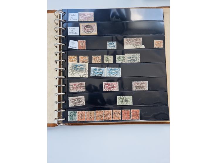 1920/22, interessante Stempel-Sammlung auf hunderten losen Marken und Briefstücken, sauber von Alberun bis Zyrowa sortiert, d