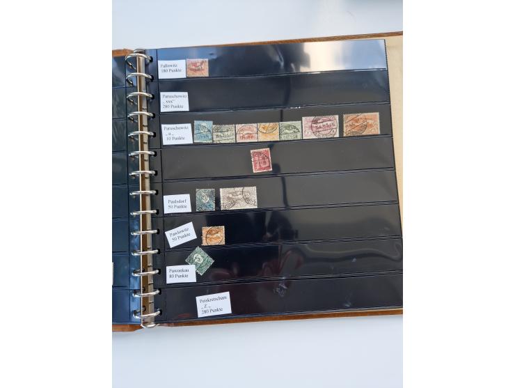 1920/22, interessante Stempel-Sammlung auf hunderten losen Marken und Briefstücken, sauber von Alberun bis Zyrowa sortiert, d