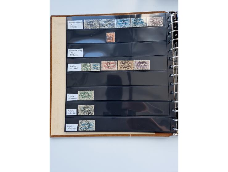 1920/22, interessante Stempel-Sammlung auf hunderten losen Marken und Briefstücken, sauber von Alberun bis Zyrowa sortiert, d