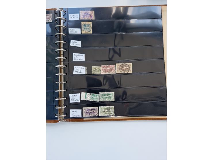 1920/22, interessante Stempel-Sammlung auf hunderten losen Marken und Briefstücken, sauber von Alberun bis Zyrowa sortiert, d