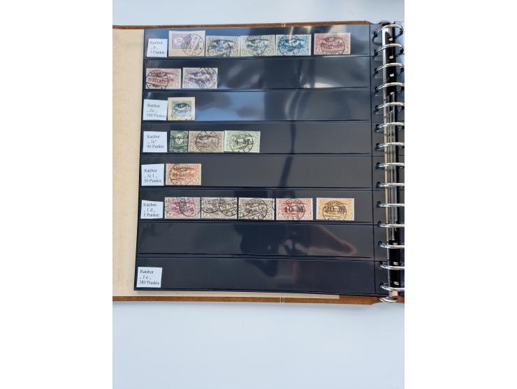 1920/22, interessante Stempel-Sammlung auf hunderten losen Marken und Briefstücken, sauber von Alberun bis Zyrowa sortiert, d