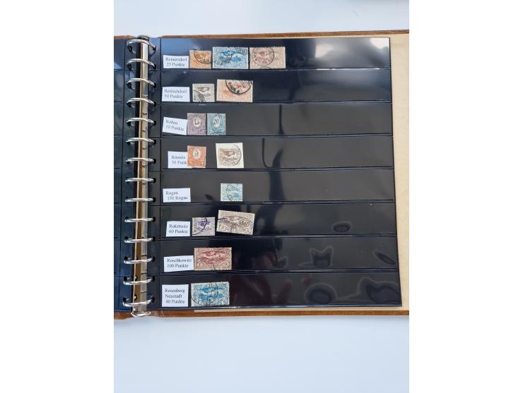 1920/22, interessante Stempel-Sammlung auf hunderten losen Marken und Briefstücken, sauber von Alberun bis Zyrowa sortiert, d