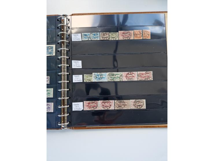 1920/22, interessante Stempel-Sammlung auf hunderten losen Marken und Briefstücken, sauber von Alberun bis Zyrowa sortiert, d