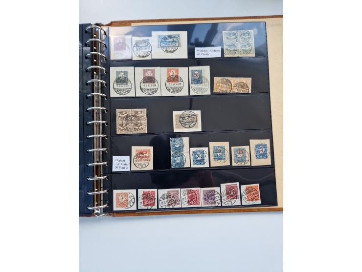 1920/22, interessante Stempel-Sammlung auf hunderten losen Marken und Briefstücken, sauber von Alberun bis Zyrowa sortiert, d