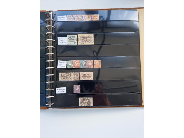 1920/22, interessante Stempel-Sammlung auf hunderten losen Marken und Briefstücken, sauber von Alberun bis Zyrowa sortiert, d