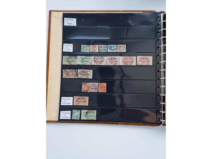 1920/22, interessante Stempel-Sammlung auf hunderten losen Marken und Briefstücken, sauber von Alberun bis Zyrowa sortiert, d