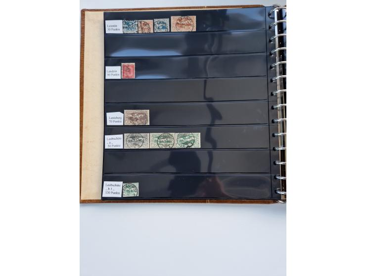 1920/22, interessante Stempel-Sammlung auf hunderten losen Marken und Briefstücken, sauber von Alberun bis Zyrowa sortiert, d