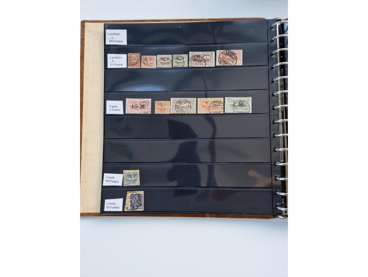 1920/22, interessante Stempel-Sammlung auf hunderten losen Marken und Briefstücken, sauber von Alberun bis Zyrowa sortiert, d