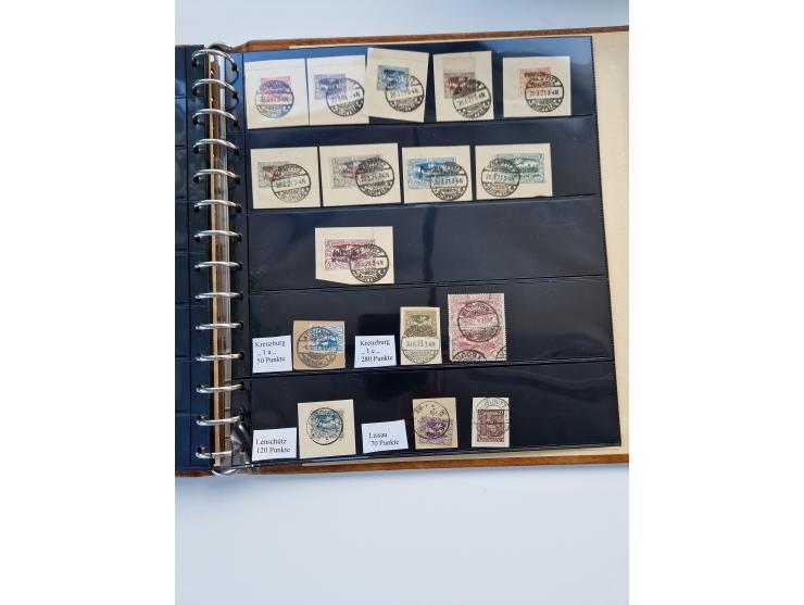 1920/22, interessante Stempel-Sammlung auf hunderten losen Marken und Briefstücken, sauber von Alberun bis Zyrowa sortiert, d