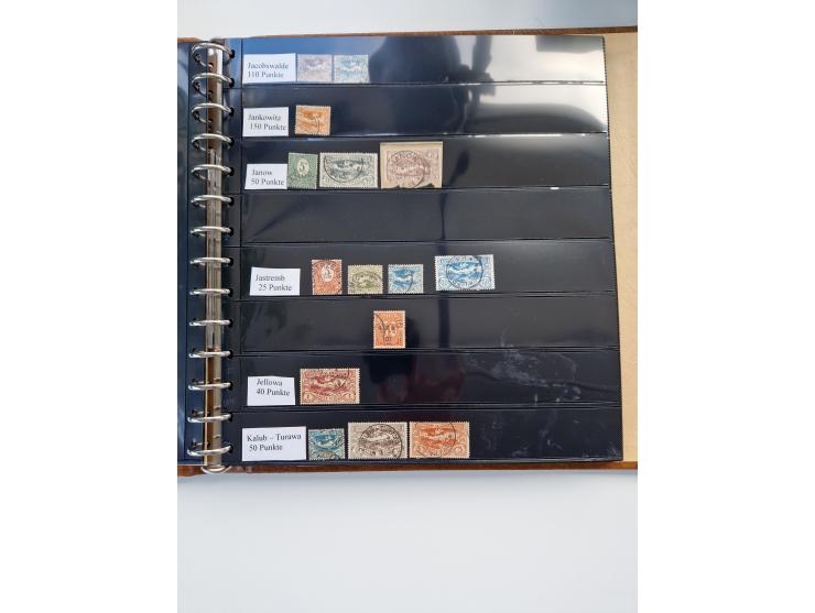 1920/22, interessante Stempel-Sammlung auf hunderten losen Marken und Briefstücken, sauber von Alberun bis Zyrowa sortiert, d