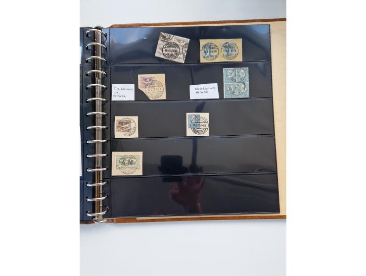 1920/22, interessante Stempel-Sammlung auf hunderten losen Marken und Briefstücken, sauber von Alberun bis Zyrowa sortiert, d