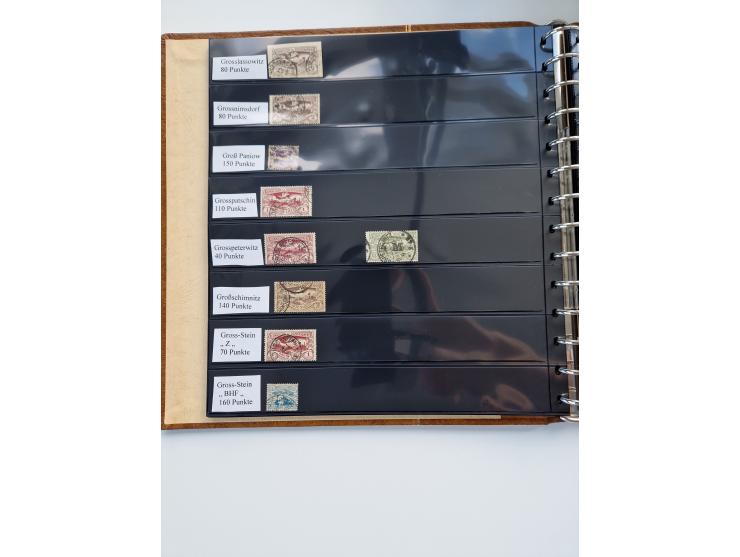 1920/22, interessante Stempel-Sammlung auf hunderten losen Marken und Briefstücken, sauber von Alberun bis Zyrowa sortiert, d