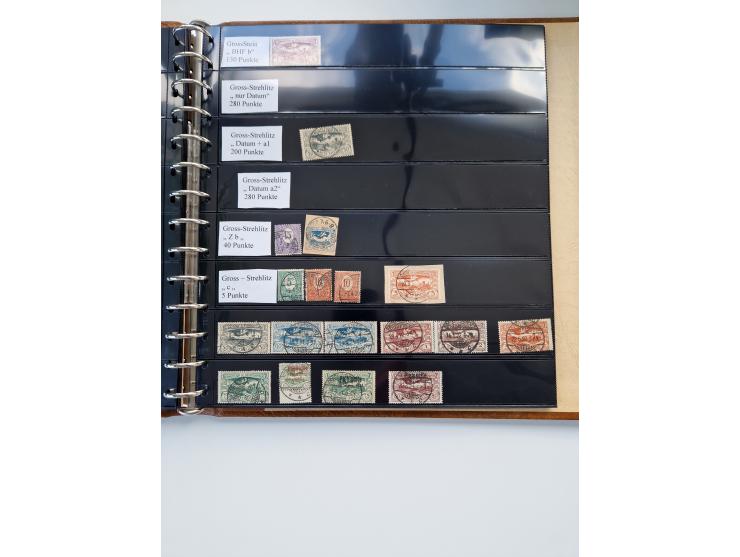 1920/22, interessante Stempel-Sammlung auf hunderten losen Marken und Briefstücken, sauber von Alberun bis Zyrowa sortiert, d