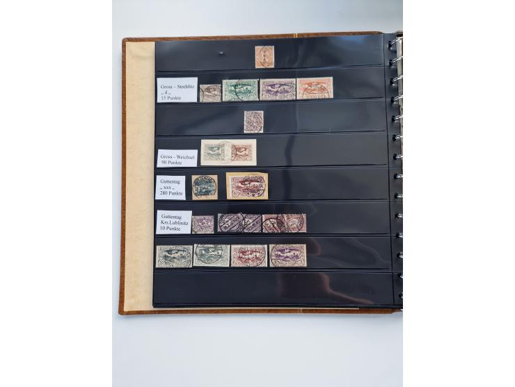 1920/22, interessante Stempel-Sammlung auf hunderten losen Marken und Briefstücken, sauber von Alberun bis Zyrowa sortiert, d