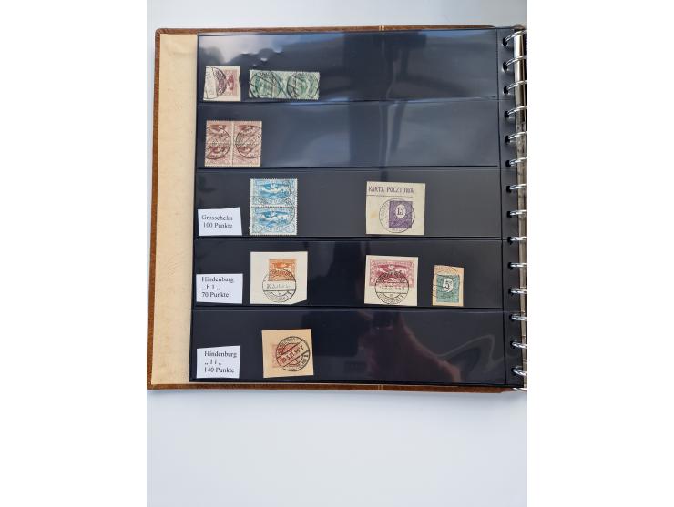 1920/22, interessante Stempel-Sammlung auf hunderten losen Marken und Briefstücken, sauber von Alberun bis Zyrowa sortiert, d