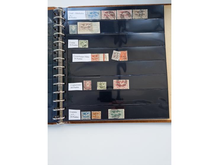1920/22, interessante Stempel-Sammlung auf hunderten losen Marken und Briefstücken, sauber von Alberun bis Zyrowa sortiert, d