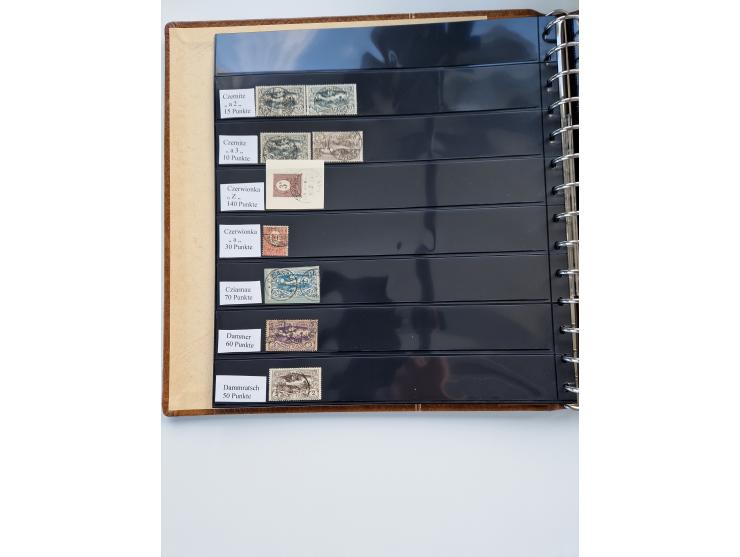 1920/22, interessante Stempel-Sammlung auf hunderten losen Marken und Briefstücken, sauber von Alberun bis Zyrowa sortiert, d