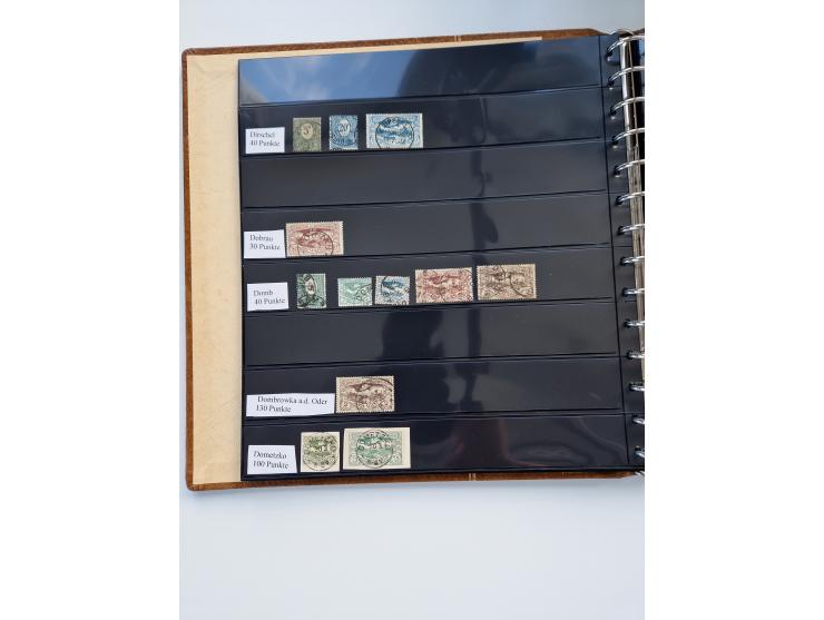 1920/22, interessante Stempel-Sammlung auf hunderten losen Marken und Briefstücken, sauber von Alberun bis Zyrowa sortiert, d