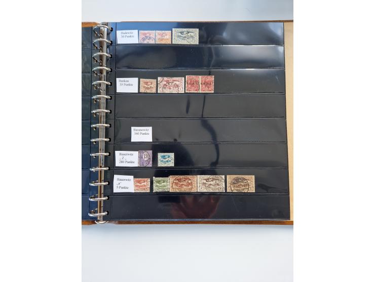 1920/22, interessante Stempel-Sammlung auf hunderten losen Marken und Briefstücken, sauber von Alberun bis Zyrowa sortiert, d