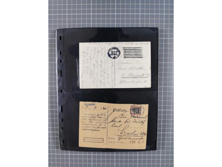 1860/1945, Stempel-Sammlung ab Preußen (frankierter Brief mit Nummer “16”) mit Schwerpunkt 1920, dabei u.a. Feldpost, Mitläuf