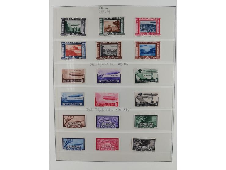 1930/36, unused/unmounted mint collection ‘Zeppelin’ stamps with i.a. Aegean Islands Mi.-No. 115-20, Bolivia Mi.-No. 185-92, 