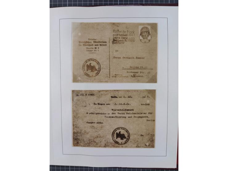1933/35, umfangreiche Sammlung “Gerhard Zucker - Raketenpost” mit vielen Vignetten inkl. Kleinbogen, Abarten, Proben und Beso