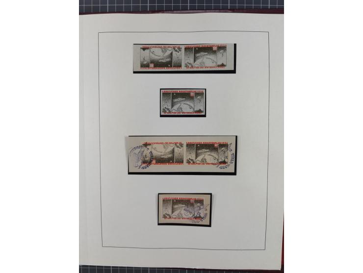 1933/35, umfangreiche Sammlung “Gerhard Zucker - Raketenpost” mit vielen Vignetten inkl. Kleinbogen, Abarten, Proben und Beso