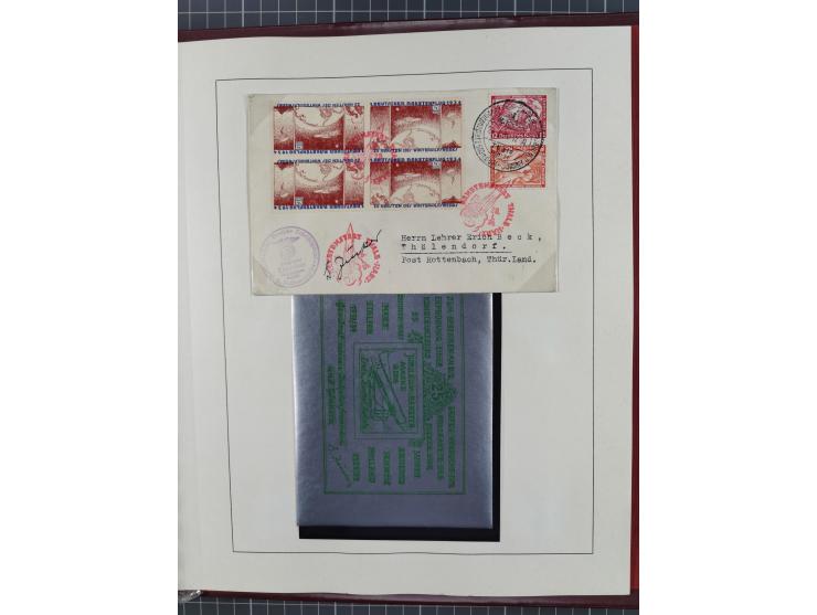 1933/35, umfangreiche Sammlung “Gerhard Zucker - Raketenpost” mit vielen Vignetten inkl. Kleinbogen, Abarten, Proben und Beso