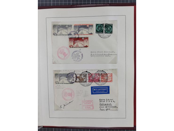 1933/35, umfangreiche Sammlung “Gerhard Zucker - Raketenpost” mit vielen Vignetten inkl. Kleinbogen, Abarten, Proben und Beso