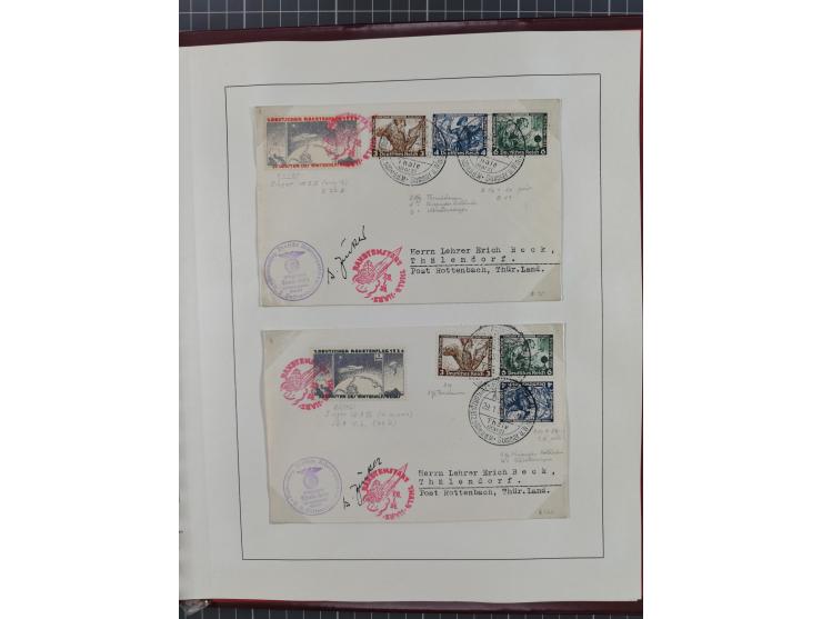 1933/35, umfangreiche Sammlung “Gerhard Zucker - Raketenpost” mit vielen Vignetten inkl. Kleinbogen, Abarten, Proben und Beso