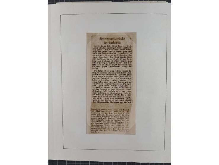 1933/35, umfangreiche Sammlung “Gerhard Zucker - Raketenpost” mit vielen Vignetten inkl. Kleinbogen, Abarten, Proben und Beso