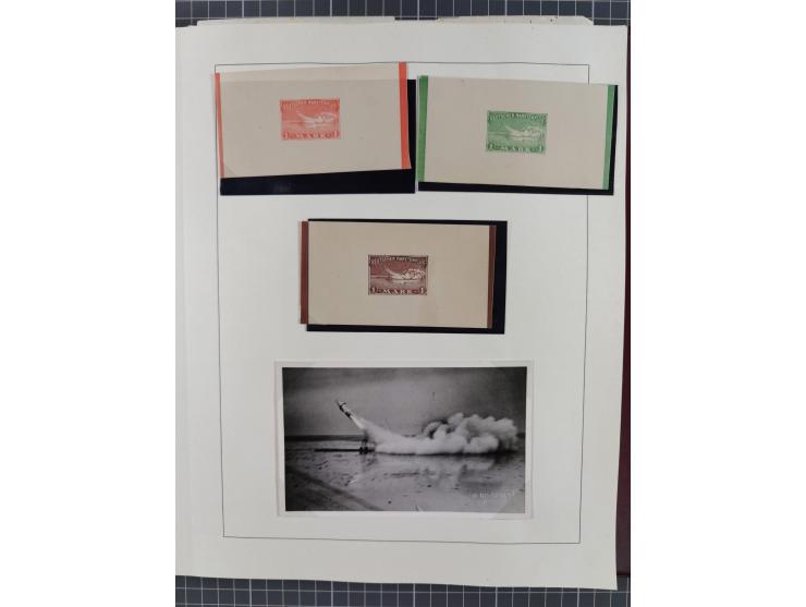 1933/35, umfangreiche Sammlung “Gerhard Zucker - Raketenpost” mit vielen Vignetten inkl. Kleinbogen, Abarten, Proben und Beso