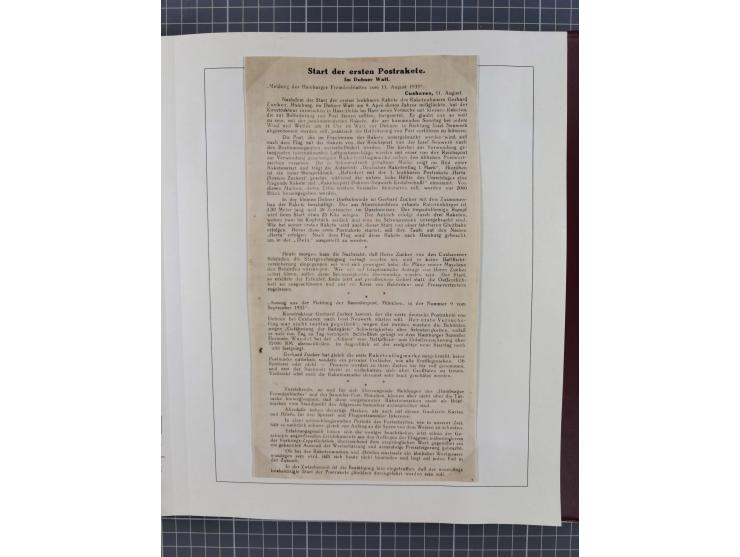 1933/35, umfangreiche Sammlung “Gerhard Zucker - Raketenpost” mit vielen Vignetten inkl. Kleinbogen, Abarten, Proben und Beso