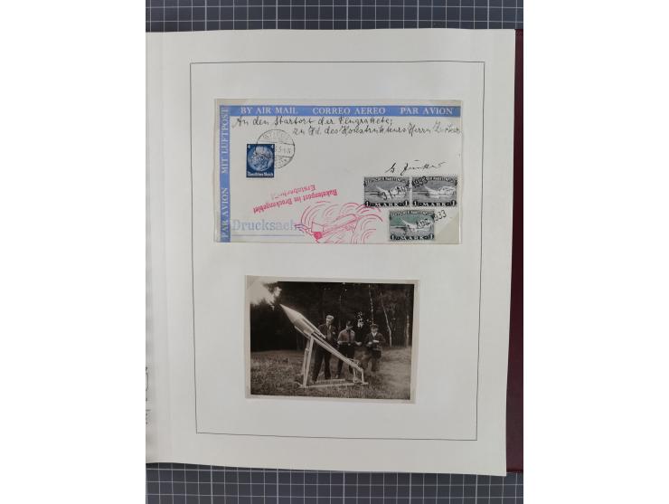 1933/35, umfangreiche Sammlung “Gerhard Zucker - Raketenpost” mit vielen Vignetten inkl. Kleinbogen, Abarten, Proben und Beso