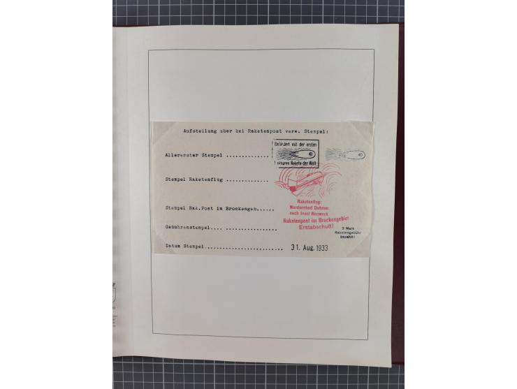1933/35, umfangreiche Sammlung “Gerhard Zucker - Raketenpost” mit vielen Vignetten inkl. Kleinbogen, Abarten, Proben und Beso