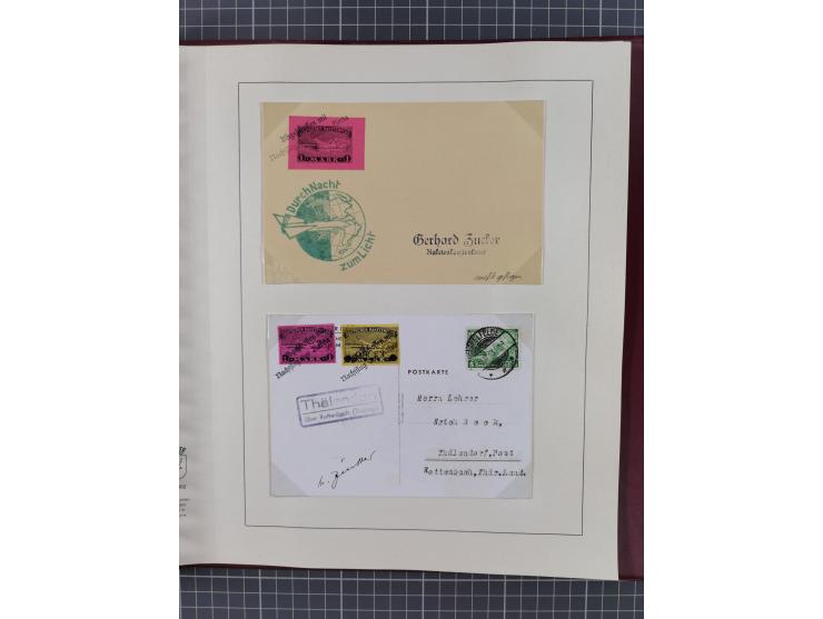 1933/35, umfangreiche Sammlung “Gerhard Zucker - Raketenpost” mit vielen Vignetten inkl. Kleinbogen, Abarten, Proben und Beso
