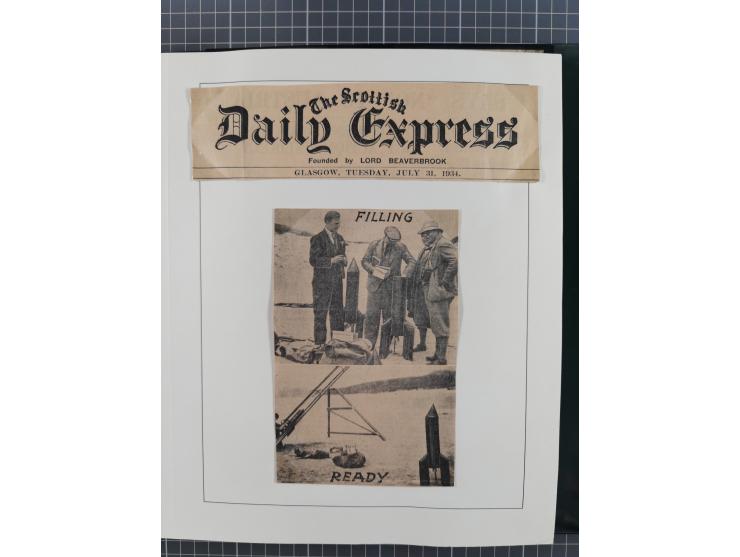 1933/35, umfangreiche Sammlung “Gerhard Zucker - Raketenpost” mit vielen Vignetten inkl. Kleinbogen, Abarten, Proben und Beso