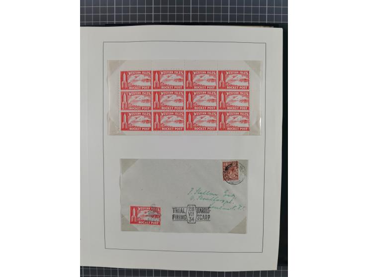 1933/35, umfangreiche Sammlung “Gerhard Zucker - Raketenpost” mit vielen Vignetten inkl. Kleinbogen, Abarten, Proben und Beso