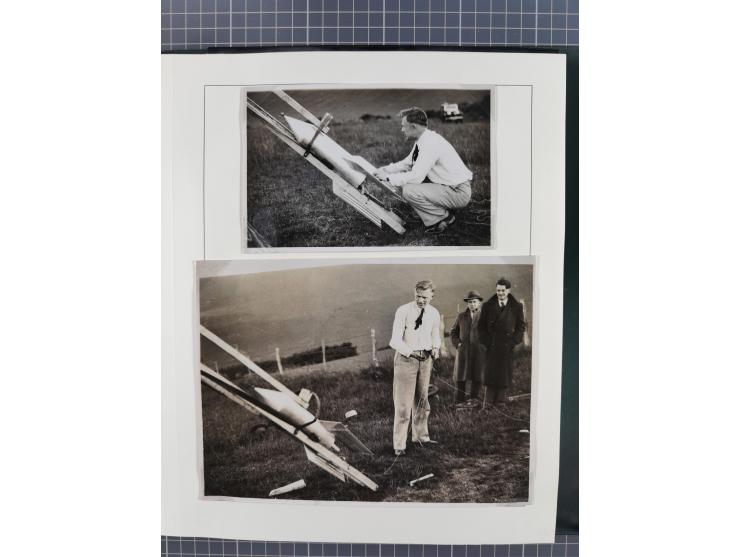 1933/35, umfangreiche Sammlung “Gerhard Zucker - Raketenpost” mit vielen Vignetten inkl. Kleinbogen, Abarten, Proben und Beso