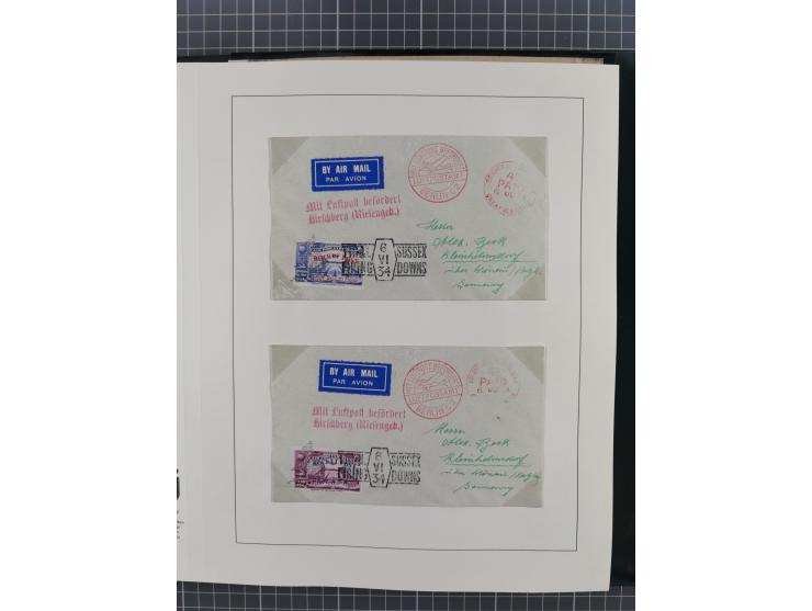 1933/35, umfangreiche Sammlung “Gerhard Zucker - Raketenpost” mit vielen Vignetten inkl. Kleinbogen, Abarten, Proben und Beso