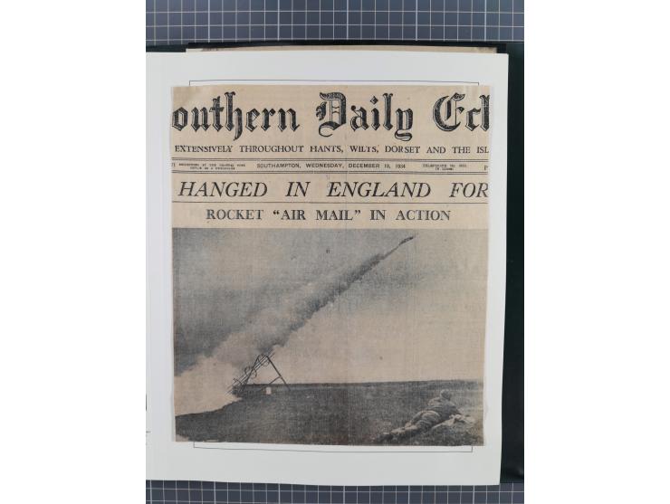 1933/35, umfangreiche Sammlung “Gerhard Zucker - Raketenpost” mit vielen Vignetten inkl. Kleinbogen, Abarten, Proben und Beso