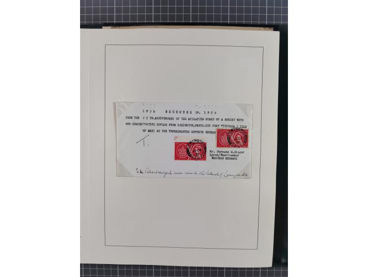 1933/35, umfangreiche Sammlung “Gerhard Zucker - Raketenpost” mit vielen Vignetten inkl. Kleinbogen, Abarten, Proben und Beso