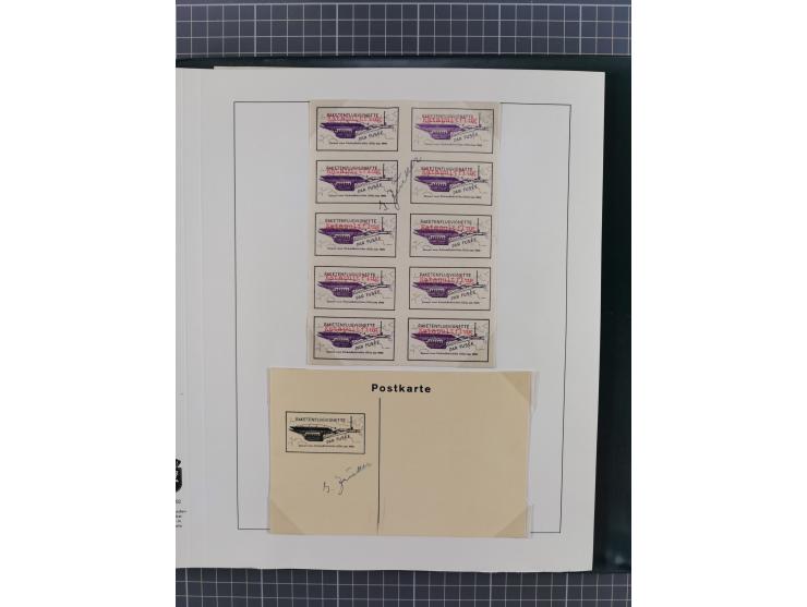 1933/35, umfangreiche Sammlung “Gerhard Zucker - Raketenpost” mit vielen Vignetten inkl. Kleinbogen, Abarten, Proben und Beso