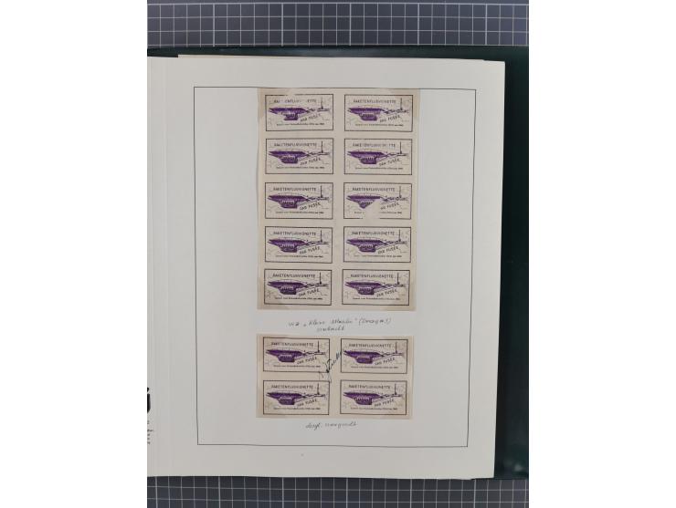 1933/35, umfangreiche Sammlung “Gerhard Zucker - Raketenpost” mit vielen Vignetten inkl. Kleinbogen, Abarten, Proben und Beso