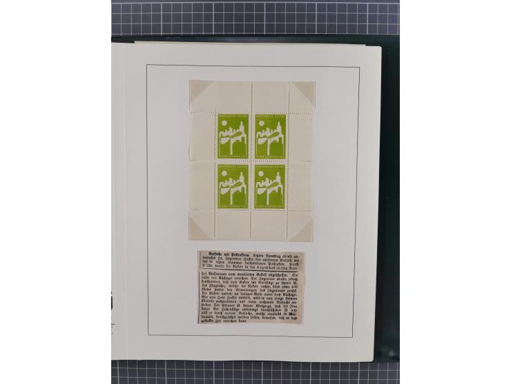 1933/35, umfangreiche Sammlung “Gerhard Zucker - Raketenpost” mit vielen Vignetten inkl. Kleinbogen, Abarten, Proben und Beso