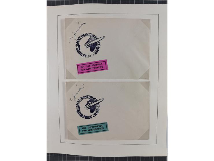 1933/35, umfangreiche Sammlung “Gerhard Zucker - Raketenpost” mit vielen Vignetten inkl. Kleinbogen, Abarten, Proben und Beso